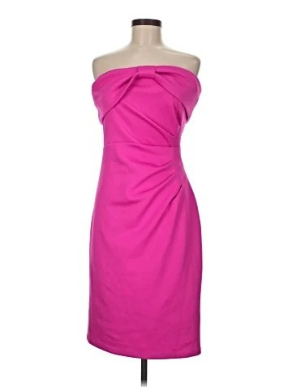 Beautiful Fuchsia Off-Shoulder Draped Sheath Lined Dress By Jessica Howard (10P)